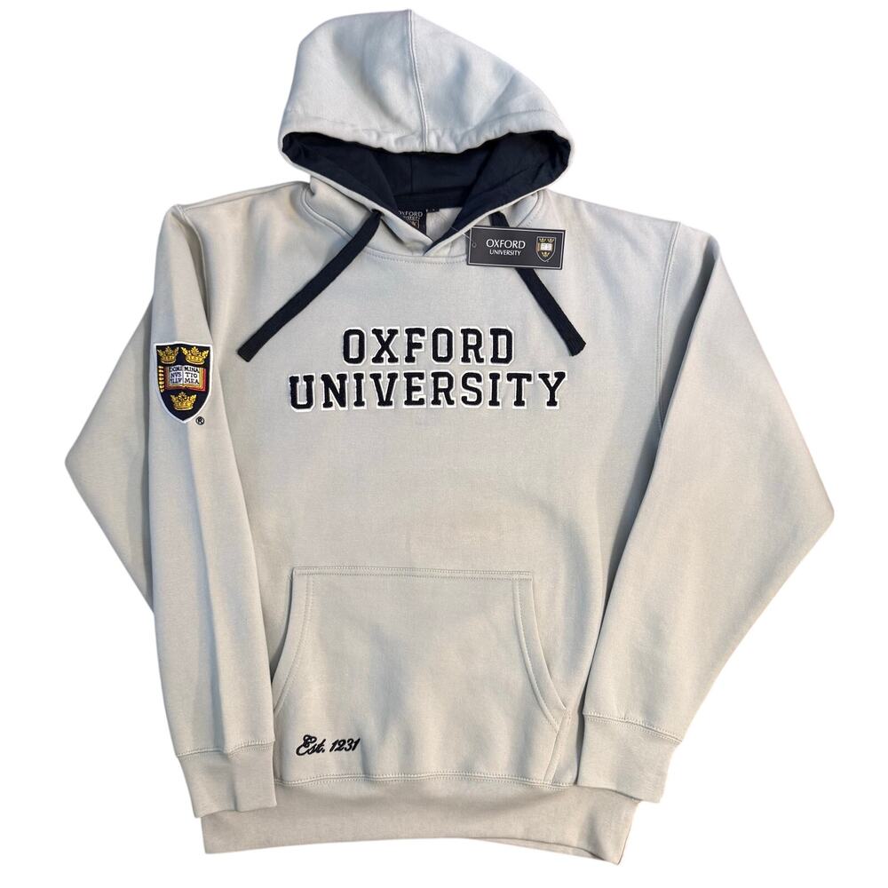 Oxford University Hoodie Sweatshirt Embroidered Crest Official Gray Unisex Large